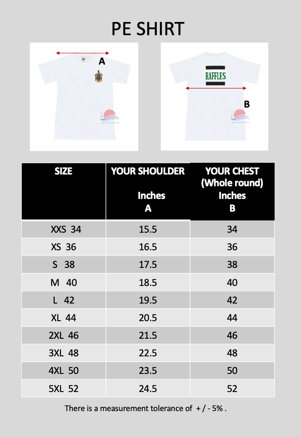 Raffles Institution Year 1-6 PE T-shirt (White)